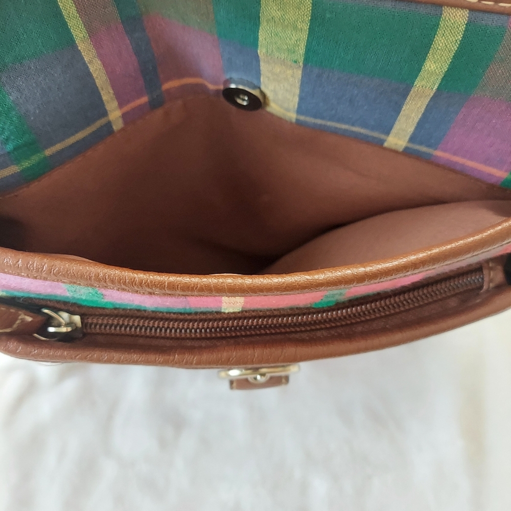 MERONA shoulder bag, handbag, purse Colorful Plaid Crossbody Bag - Picture 7 of 9